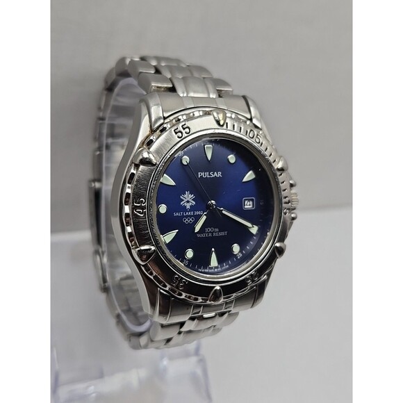 Pulsar Salt Lake 2002 Olympics Diver Quartz Watch Men V732 X136 Date New Battery - Picture 3 of 11